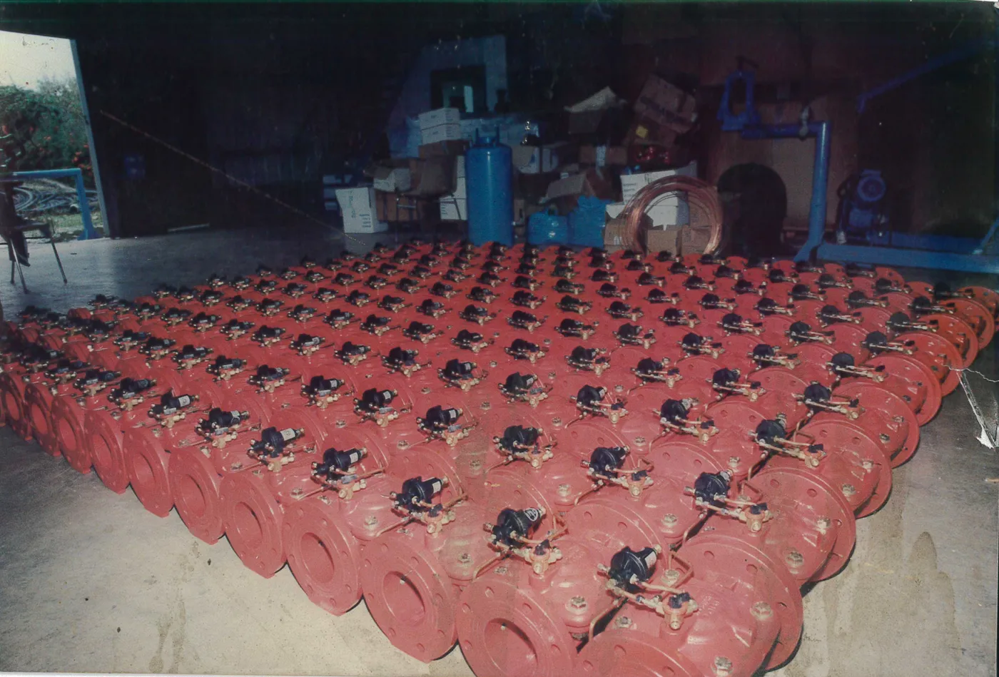 Archive photo of early cast-iron hydraulic valves from Aqua’Tec’s first years