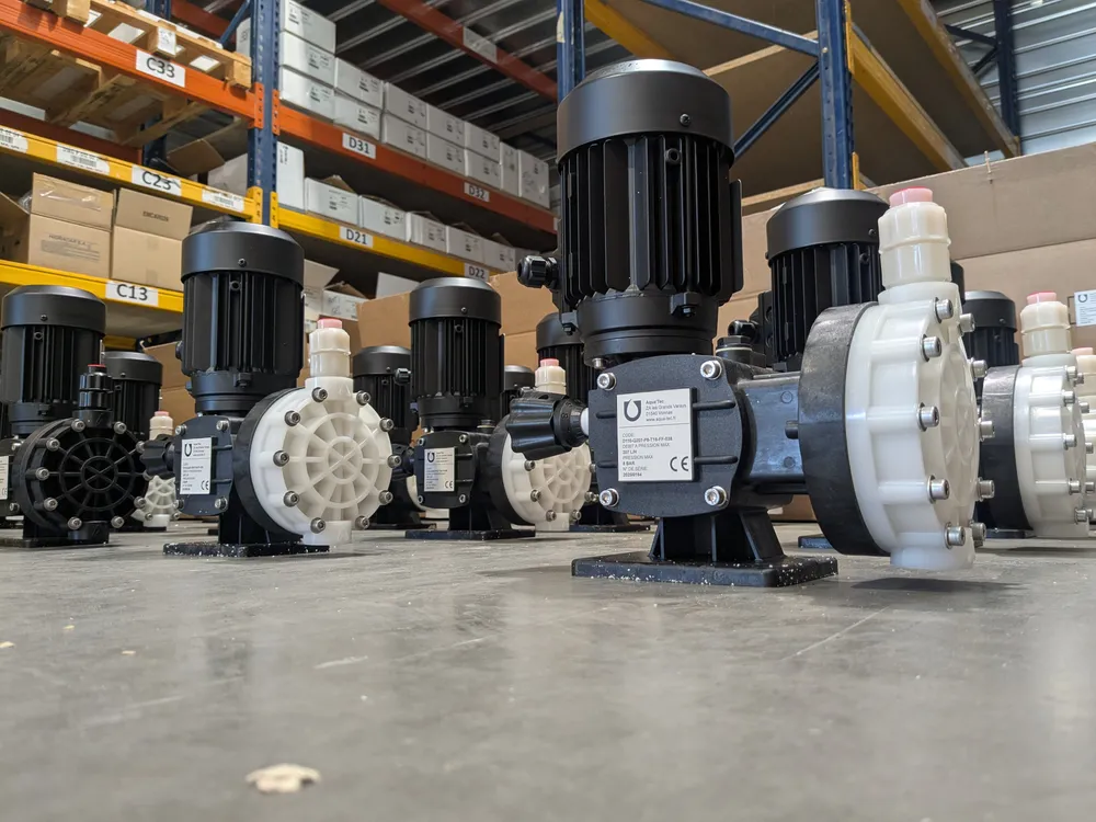 Technical pumping and dosing equipment prepared in warehouse