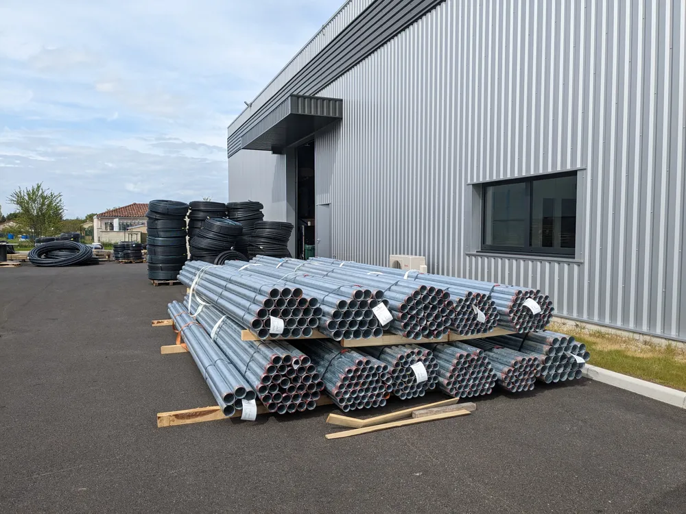 Pipework and water equipment organized before shipment