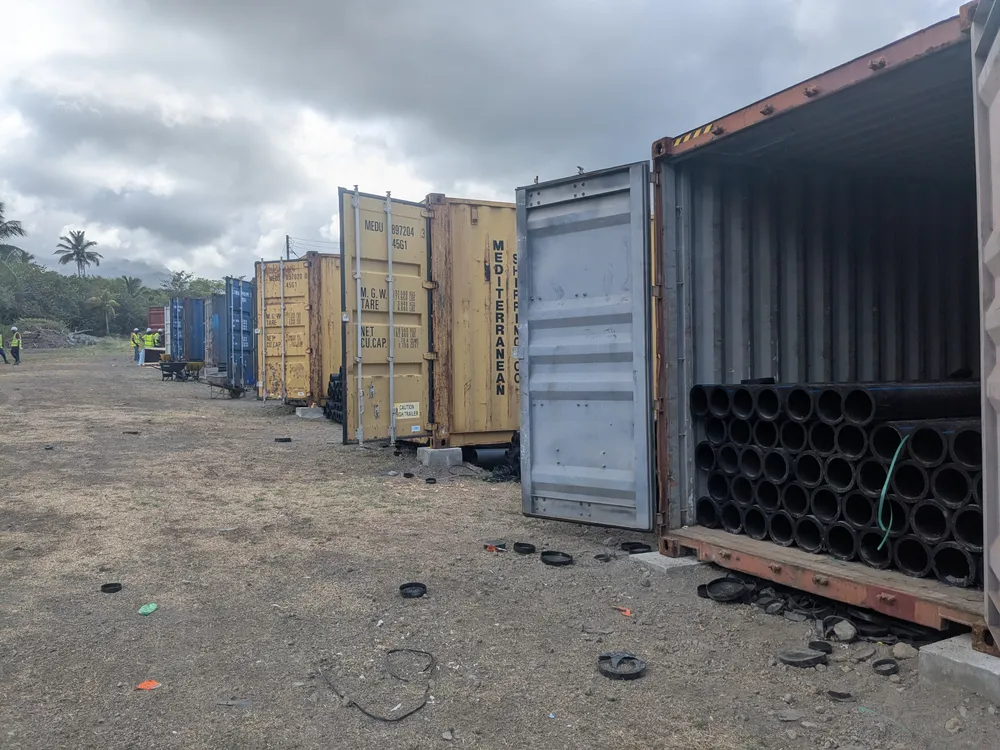 Warehouse pallets prepared for international project shipment