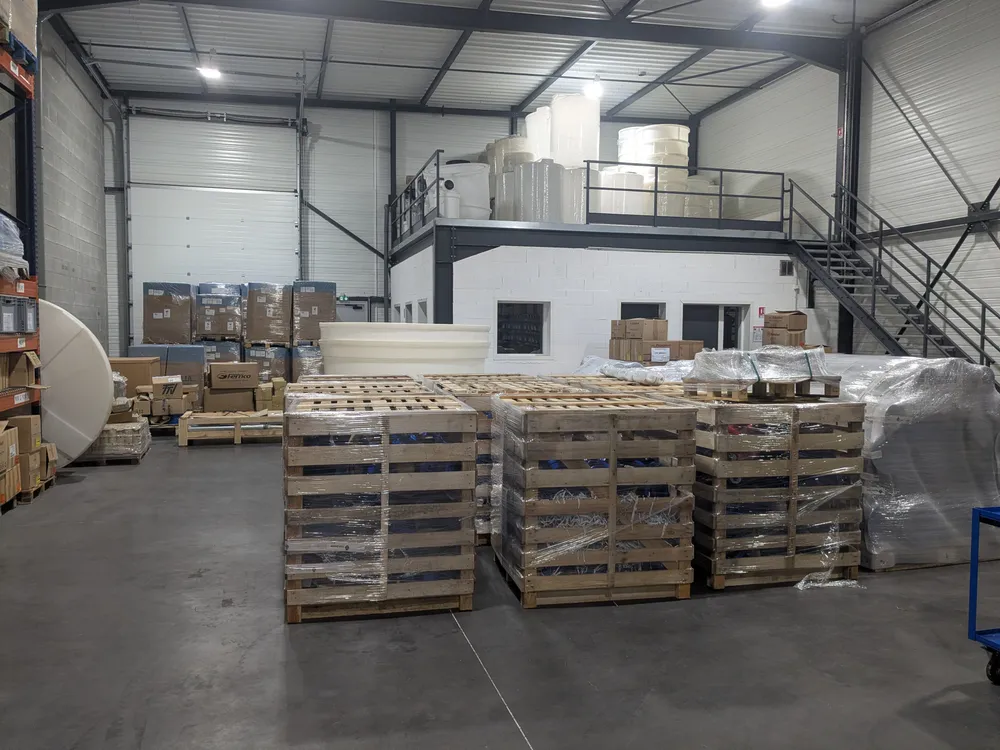 Irrigation materials packed for export shipment